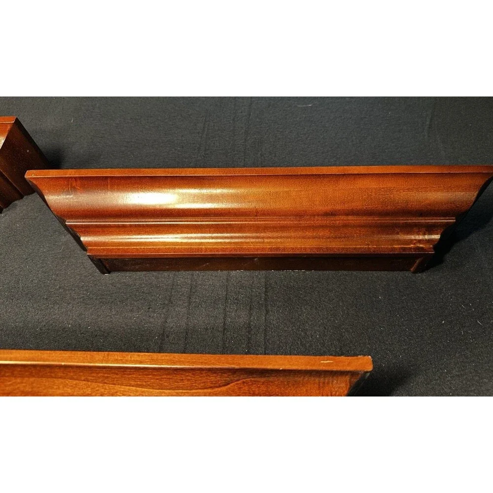 Vintage Floating Beveled Wood Shelf Crown Moulding-Set Of 3